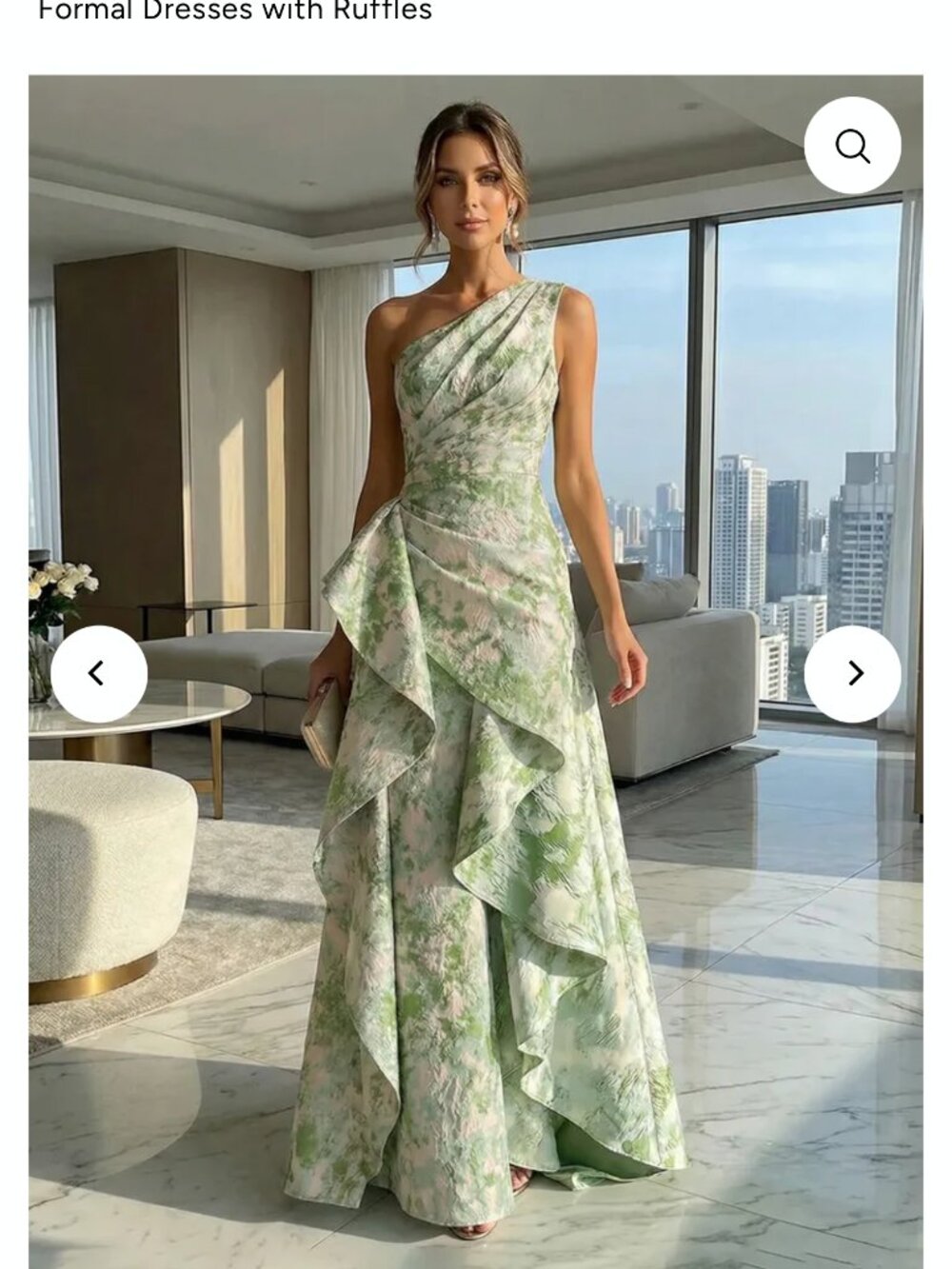 GRACINS Mint Green Floral One-Shoulder Formal Gown Size 8 Never Worn!